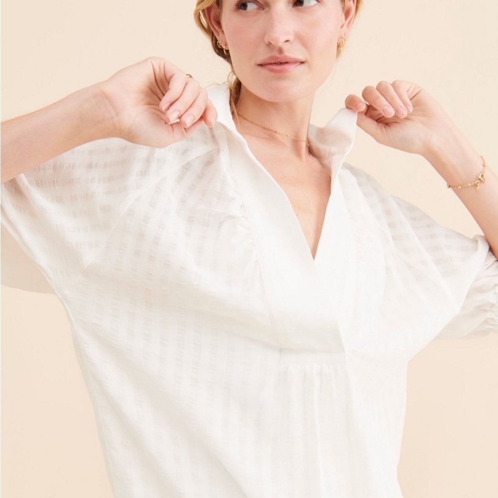 Anthropologie White V-neck Tunic Dress - Picture 2 of 8